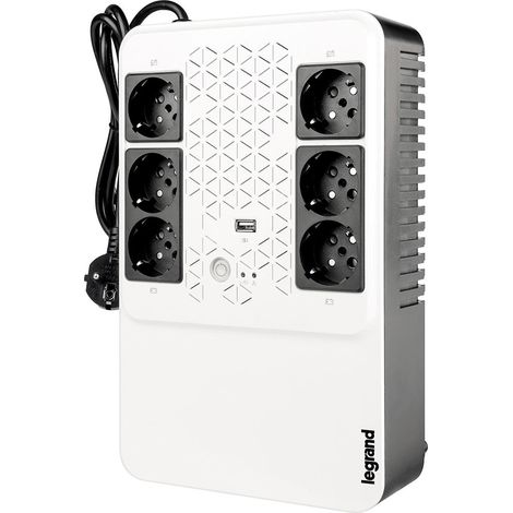 Legrand – Onduleur 800 VA 6 prises 2P+T – Autonomie 10-15 min – Protection surtensions – Chargeur USB 1A – Fixation murale
