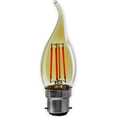 Lampesecoenergie – Ampoule filament décorative 4W (éq. 42W) – Culot B22 – Lumière chaude 3000K – Angle d'éclairage 300° – Durée de vie 15000h