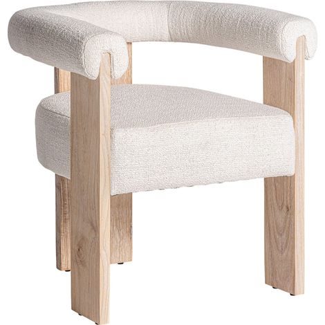 Fauteuil Ustka style nordique en bois de chêne - Blanc cassé et chêne naturel clair (1/5)