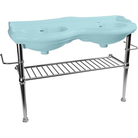 Construction RETRO pour double vasque 120cm avec étagère, chromé (1/4)