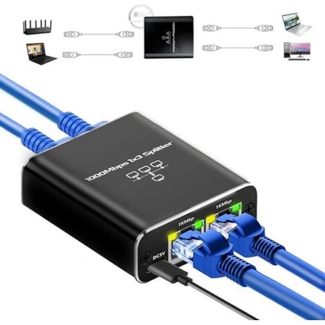 Répartiteur Ethernet RJ45 - LAN Switch 3 ports - 1000 Mbps - Ordinateurs, Routeurs, Décodeurs, Téléviseurs (1/4)