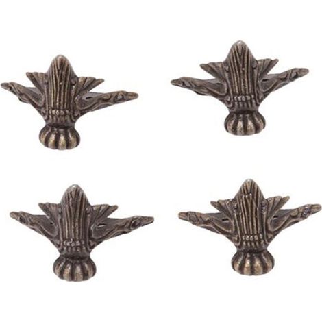 4 pièces Petit Pied d’angle décoratif en metal pour boîte à bijoux, table avec vis Style vintage (1/5)