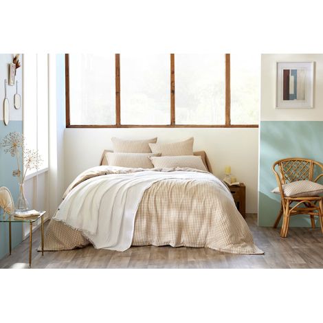 Housse de couette réversible 240 x 220 cm gaze de coton VICKIE – Ficelle