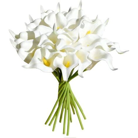 royaluxe -20 Pièces Artificielle Calla Lily Latex Fleurs Artificielle Mariée Mariage Bouquet pour Domicile Mariage Fête Maison Décorations (Blanche) (1/5)