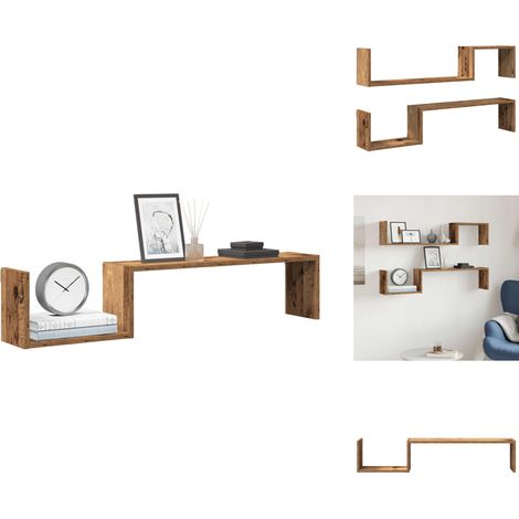 Wandregale 2 Stk. Altholz-Optik 100x15x20 cm Holzwerkstoff - Wandregal - Wandregale - Schweberegal - Wandboard (1/5)
