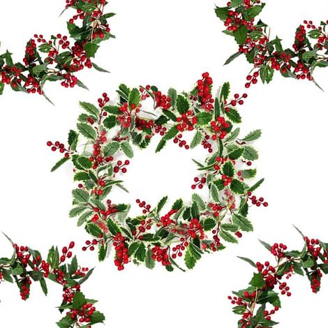 YMYNY Weihnachtskranz, Rattan Weihnachtsdeko, Tannengirlande mit Tannenzapfen, Weihnachtsdeko Indoor Outdoor, Weihnachtskranz für Treppen, Kamine, Outdoor und Garten (1/4)