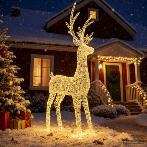 vidaXL Reno de Navidad LED 1000 LED Blanco Cálido 122 x 56 x 270 cm (1/5)
