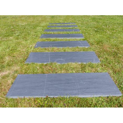 Classgarden – Pas japonais rectangulaire 100 cm – Largeur 30 cm – 4 bouts sciés – Pour allées naturelles en ardoise brute (1/5)