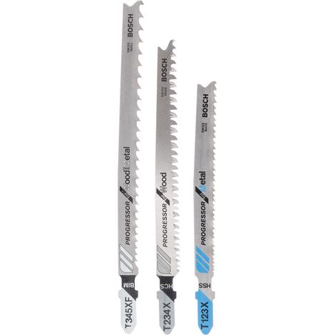 BOSCH Lot de 3 lames coupe multimatériau BOSCH T123x, t234x, t345xf pour scie sauteuse