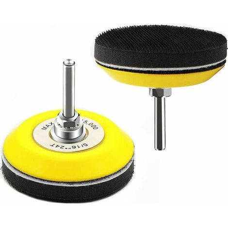 Lot de 2 patins de ponçage auto-agrippants de 7,6 cm - Tige de 6 mm pour disques de ponçage - Perceuse (1/5)
