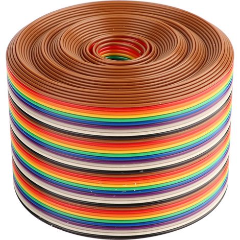 ZDETGU Câble de Tangage d'espacement de 1,27 Mm coloré 40p Ribbon Flat Corre de Câble 5,08 Cm (5 mètres de long)