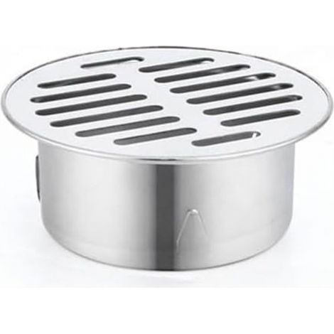 Siphon de sol rond en acier inoxydable, filtre anti-colmatage, siphon de sol de terrasse, siphon de sol de jardin extérieur (diamètre 83 mm)