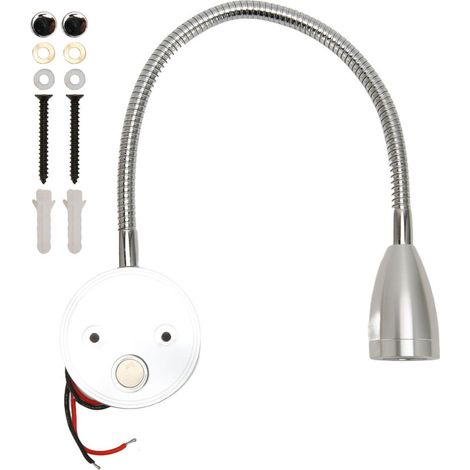 LED Wall Mounted Reading Light Touch Control 3 Color Temperature Dimmable Bedside Reading Lamp with Gooseneck Hose for RV Boat Motorhome DC 12 to 24V Silver (1/5)