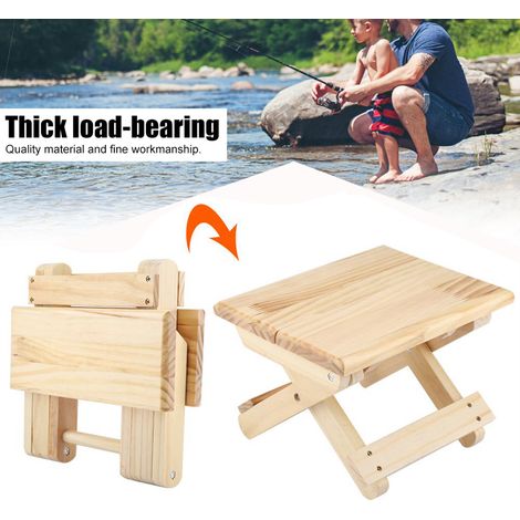 Banc carré pliable en bois massif, petit modèle, style champêtre, design ergonomique, finitions soignées (1/5)