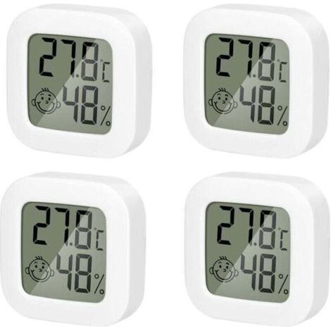 4 Pack Thermometre Interieur Mini Thermomètre Hygrometre Haute Précision Température Hygromètre Moniteur avec Air icône Confortable pour Cuisine Chambre de Bébé Serre Entrepôt Bureau - (1/5)