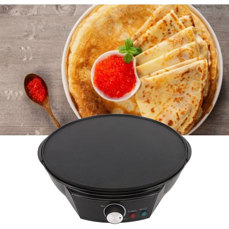 Crepera eléctrica (900 W) con control de temperatura para tortitas y tortillas, incluye espátula y esparcidor de masa. (1/5)