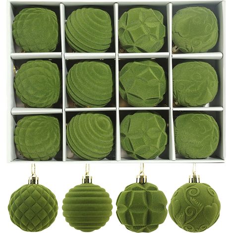 Pendentif Arbre De Noël - Boîte De 12 Pièces - Décoration En Velours Pour Arbre De Noël - Ornement Festif Intérieur Et Voiture (1/5)