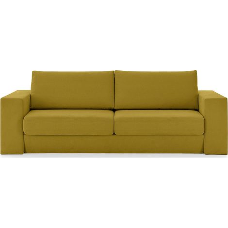Canapé Design avec tabourets et étagère, canapé 2 Places, canapé Fonctionnel, Jaune, Largeur d'assise 200 cm (1/5)