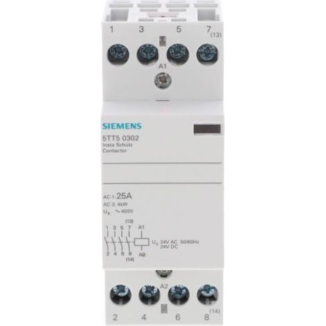 Contactor modular 25A bobina 4Z 24V CA/CC Sentron 5TT5030-2