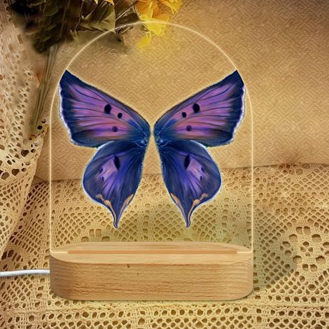 Veilleuse en forme d'arc avec papillon violet foncé à points noirs Lampe LED 7 couleurs Décoration chambre enfant Cadeau naissance (1/5)