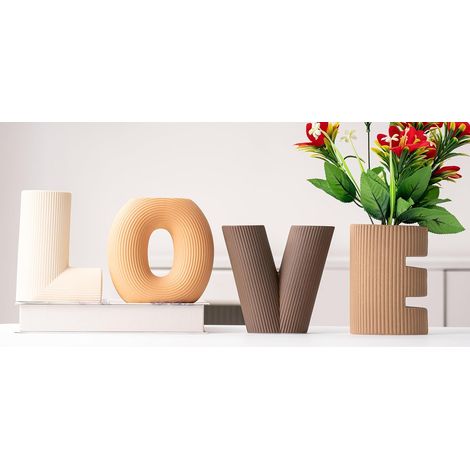 Vase Décoratif en Céramique, Lot de 4 Petit Vases Fleur, Decoration Maison Minimaliste pour Le Salon, Le Mariage, Le Bureau (Kaki/Marron foncé/Orange/Beige) (1/5)
