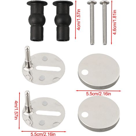 (5,5 cm) Kit de 2 charnières de siège de toilette à fixation supérieure avec vis de rechange à dégagement rapide, compatible avec les accessoires de meubles de salle de bain. (1/5)
