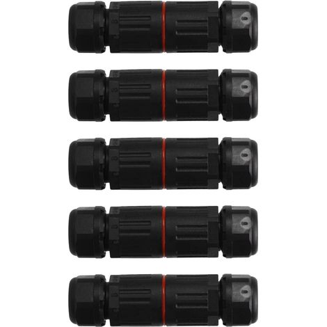 Lot de 5 connecteurs M3 à 2 broches pour aviation, étanches IP68, pour câbles d'éclairage public extérieur, 300 V, 16 A