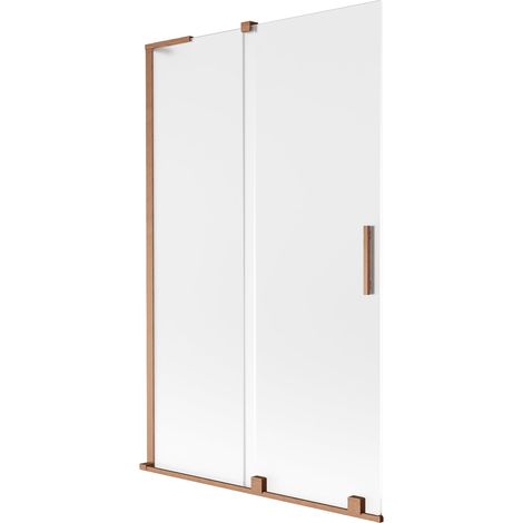 Mexen Velar L paratia per vasca da bagno a 2 ante scorrevole 110 x 150 cm, gelo, rame spazzolato - 896-110-003-31-65 (1/5)