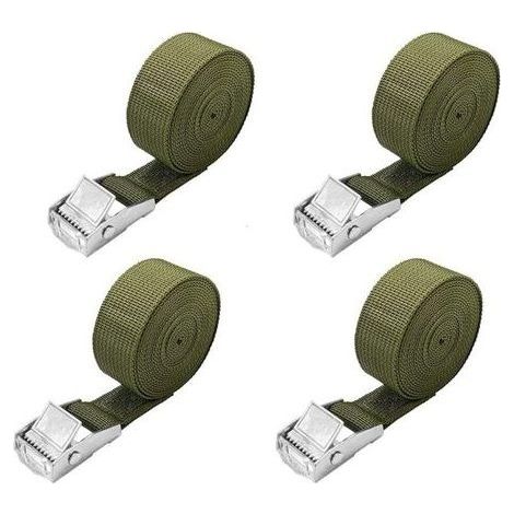 Sangles d'arrimage de 5 m - Lot de 4 Courte Sangle a Cliquet avec Boucle de Serrage 25mm 100kg Sangle Porte Velo, Sangle Moto Extrêmement Robustes (1/4)