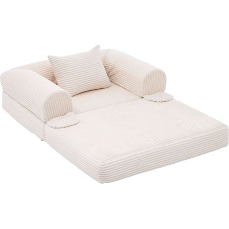 GagaFauteuil-lit cord 1 place beige avec coussin (1/5)