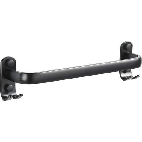 Schwarze, wandmontierte Handtuchstange aus Aluminium – 2-armig – Maximale Belastung 10 kg – Länge 40 cm – Einfache Montage an glatten Wänden (1/5)
