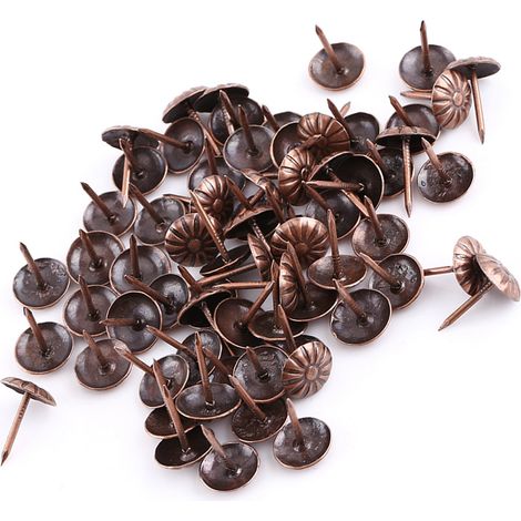 Lot de 100 clous décoratifs vintage en métal bronze pour meubles, canapés, chaussures et portes. (1/5)