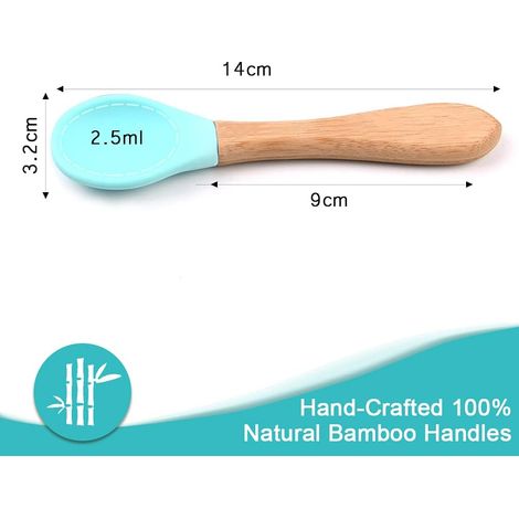 7 PCS Baby Entarning cuillères avec des conseils en silicone incurvés, des ustensiles sans BPA et des ustensiles de couleur (Couleur aléatoire) (1/4)