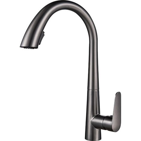 Robinet Cuisine avec Douchette Extractible Mitigeur Monocommande Rotatif à 360° Froide et Chaud Disponible Gris