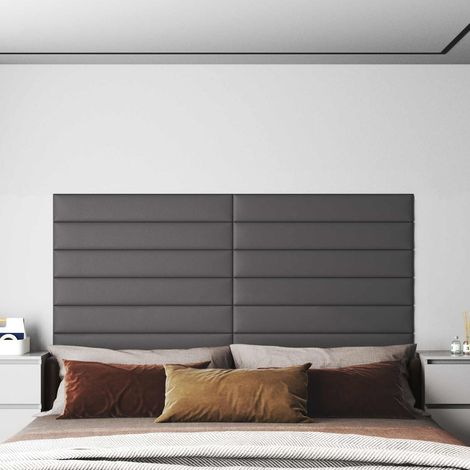 Wandkopfteilen 12 pcs Grau 90 x 15 cm Stoff