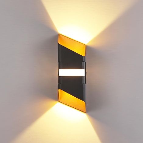 Applique Murale LED 10W Intérieur/Extérieur IP65 Aluminium Up Down Lumière 3000K Blanc Chaud Lèche-murs Moderne pour Chambre Couloir Salon Maison (Noir) (1/5)