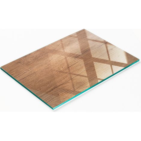 Tavoletta decorativa multifunzionale da cucina in vetro temperato e legno, 80x52 cm. (1/5)