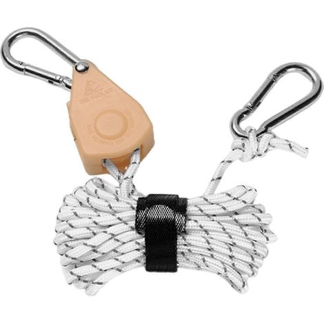 Corde de camping blanche portable réglable en 5 pièces, poulie à dégagement rapide, adaptée aux tentes et bâches (1/5)