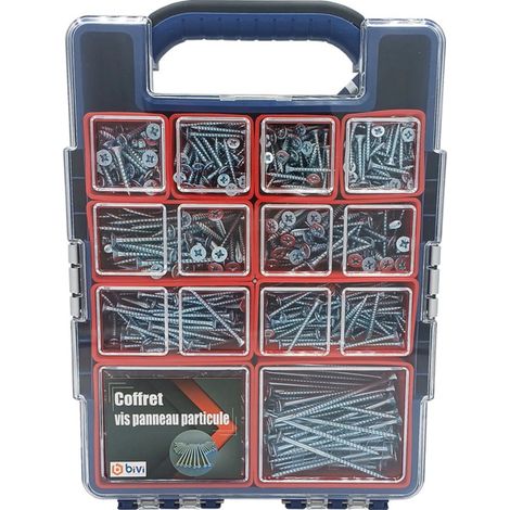 Coffret de 845 Vis panneau particule (Vis Agglo) Tête Fraisée Pozidriv® Zingué - BIVI