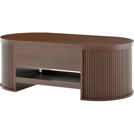 Höhenverstellbarer Couchtisch aus MDF in Walnussoptik mit Stauraum und Ausziehablage (1/5)