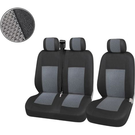 2+1 Luxus-Sitzbezüge in Grau für Sitze von Mercedes Sprinter, Vito, VW Crafter, T5, Ford Transit, Peugeot, Iveco – Premium-Stoff