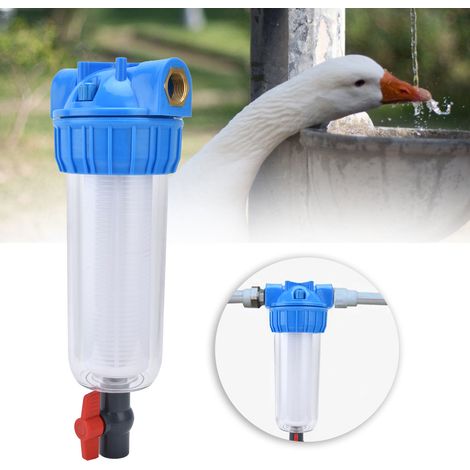 Filtro de agua automático y hermético de ABS para gallineros, con filtro de PP y conexiones de PVC de 3/4 de pulgada para sistemas de bebederos para pollos, patos y aves de corral. (1/5)
