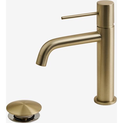 Ensemble robinet de lavabo et bonde de vidage en laiton Orveta Click-Clack SKLUM Doré ↑20 cm