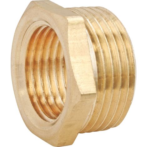 Bague réduction laiton brut 6 pans Mâle 20/27 Femelle 12/17 - Sachet de 2 pièces (1/2)
