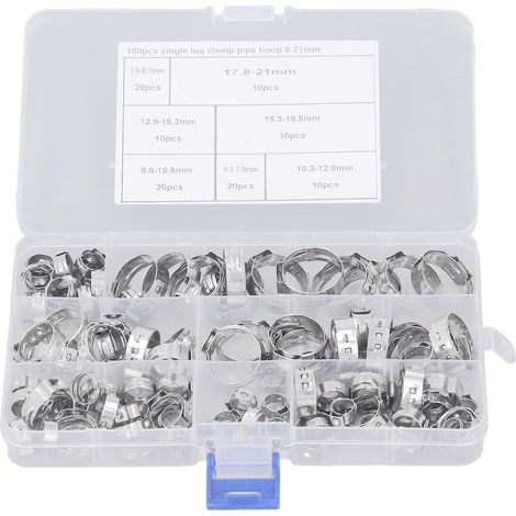 Set mit 100 wasserdichten und ölbeständigen Edelstahl-Schlauchschellen für flexible Schläuche