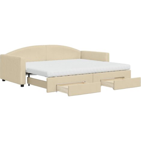 Maison Exclusive - Divano Letto Estraibile con Cassetti Crema 90x200 cm in Tessuto (1/5)