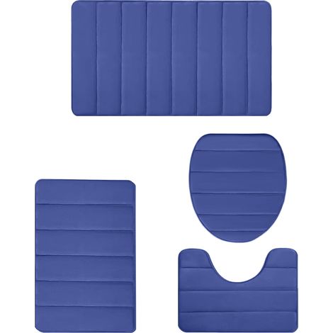 Bath Mat - Memory Foam With Velvet Fleece Surface And Rubber Non Slip Backing - For Bathroom Shower Toilet - 4 Pieces Set - 40x60 Cm 40x50 Cm 38x42 Cm 38x49 Cm - Beige