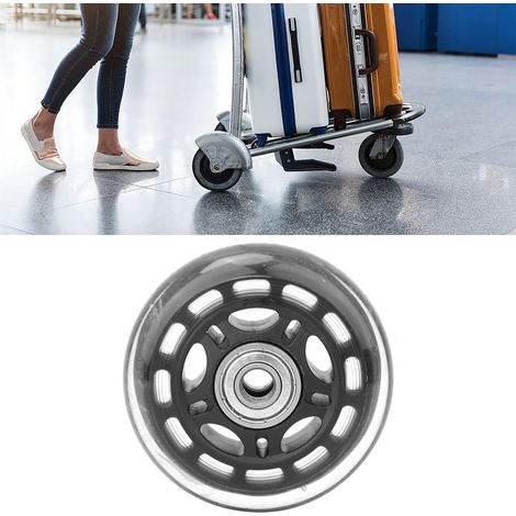 Roues pivotantes de 7,6 cm (3 pouces), noires, transparentes, silencieuses, en polyuréthane avec roulements à billes 608ZZ, adaptées aux patins à roulettes et aux chariots à bagages. (1/5)