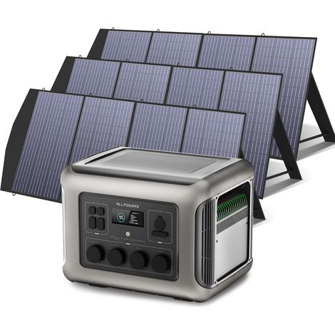 ALLPOWERS R2500 V2 Solargenerator 1920Wh mit 3 Stück 200W Solarmodul, 4 x 2500W AC Ausgänge (5000 W Spitze), Tragbare Powerstation mit Solarpanel für Stromausfall, Camping, Wohnmobil, Wohnwagen