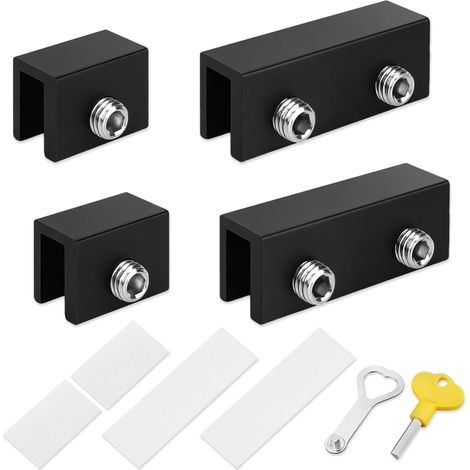 4 Pièces Serrure Fenetre Coulissante, Réglable Bloque Porte Coulissante avec Clé, Limiteur de Fenêtre Serrures pour Fenêtres Coulissantes Pour Aux Portes Fenêtres Coulissantes (1/5)